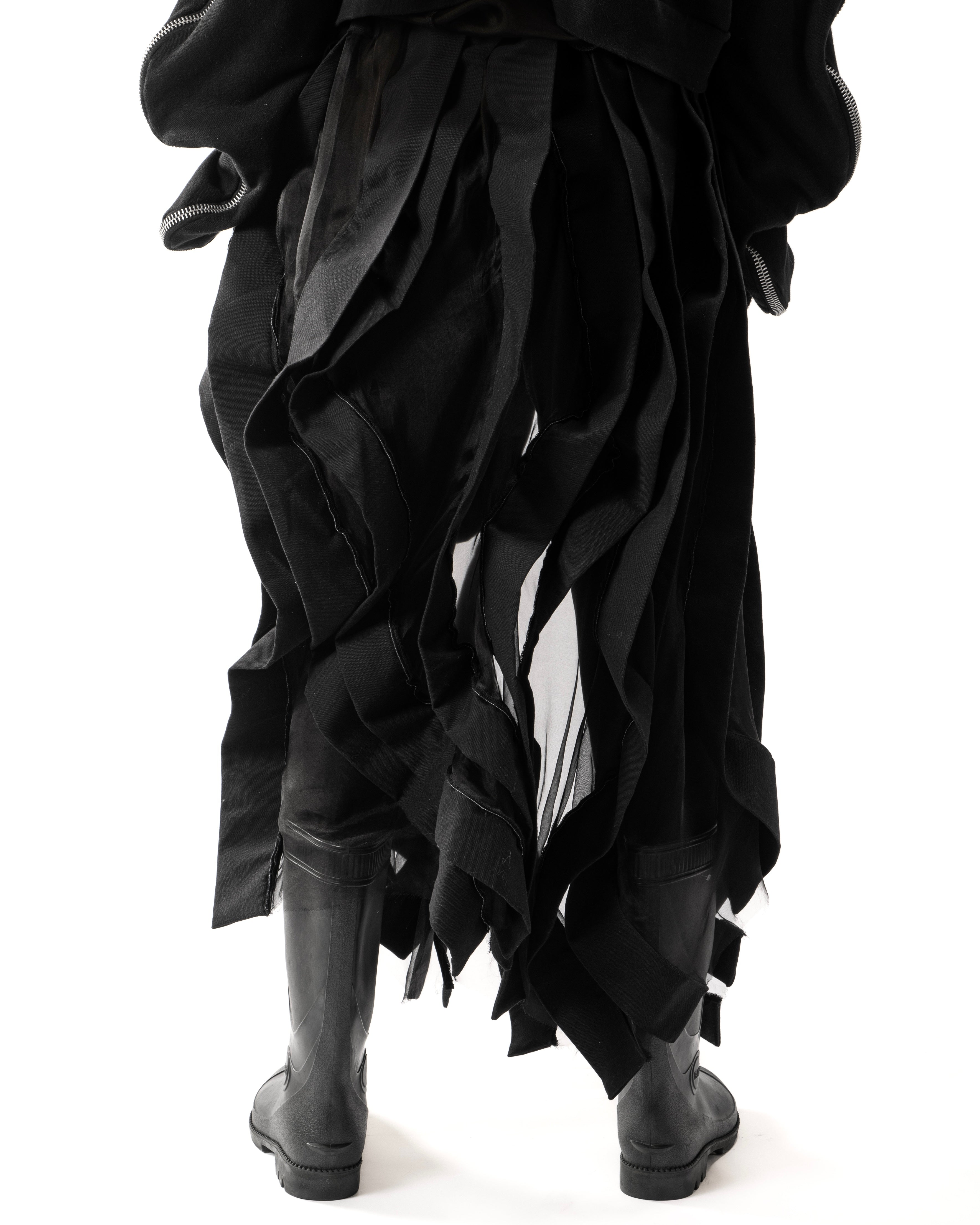 BLACK REVERSIBLE SHEER POST HUMAN SKIRT