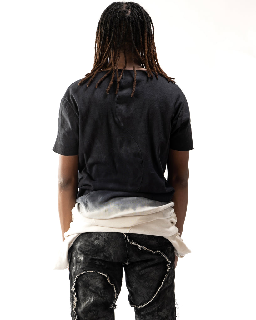 BLACK DIP DYED REVERSIBLE T-SHIRT
