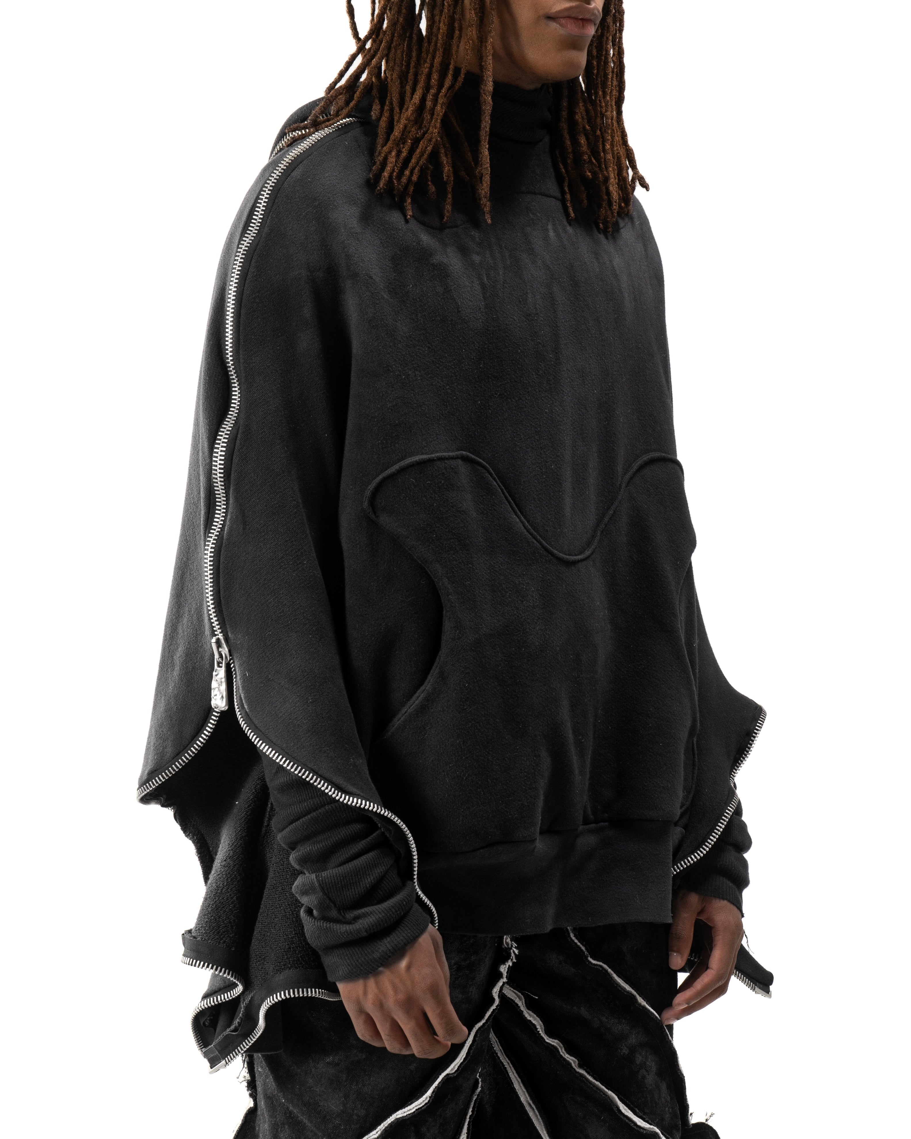 SAMPLE BLACK ELONGATED METAMORPHIC BUBBLE HOODIE