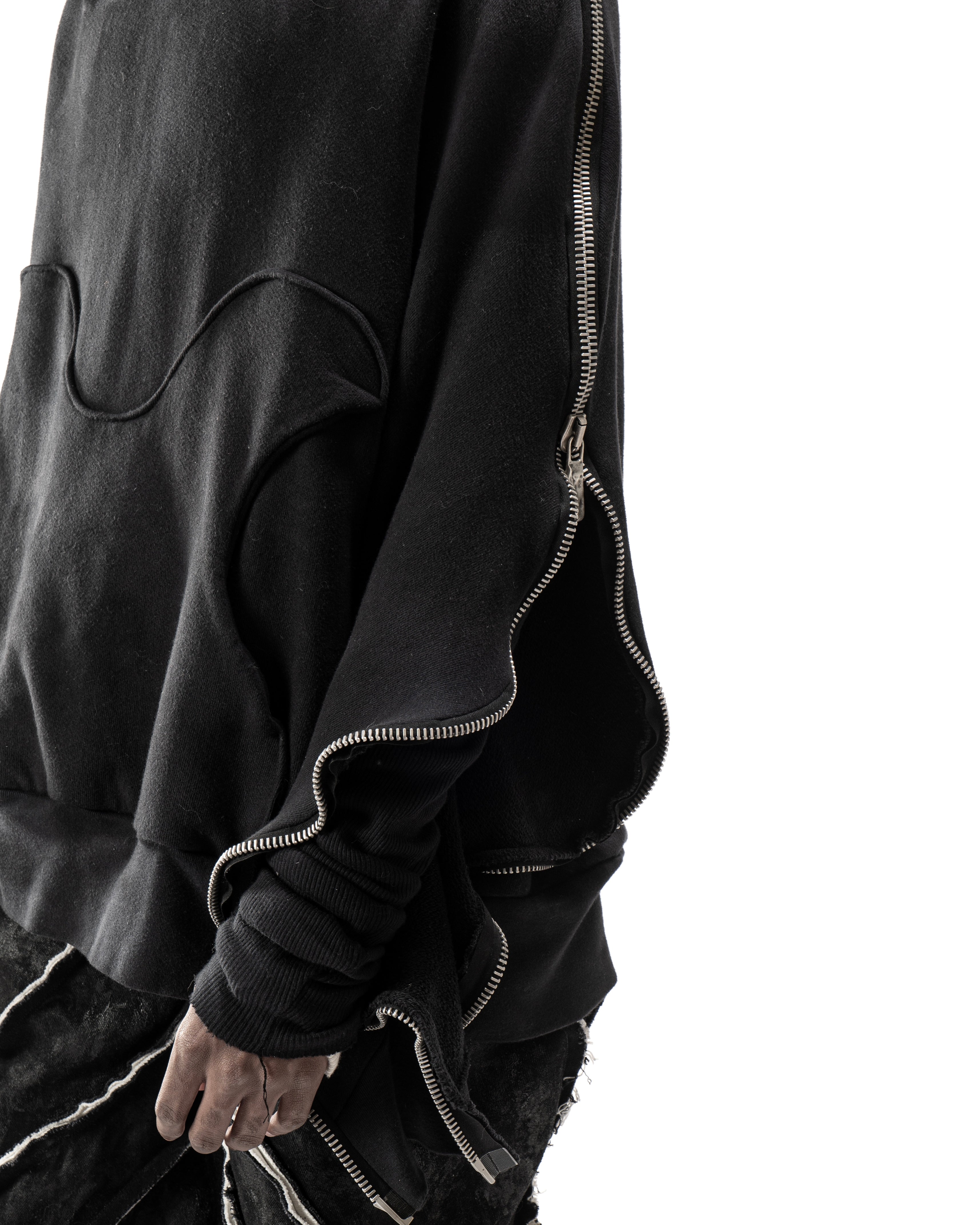 SAMPLE BLACK ELONGATED METAMORPHIC BUBBLE HOODIE