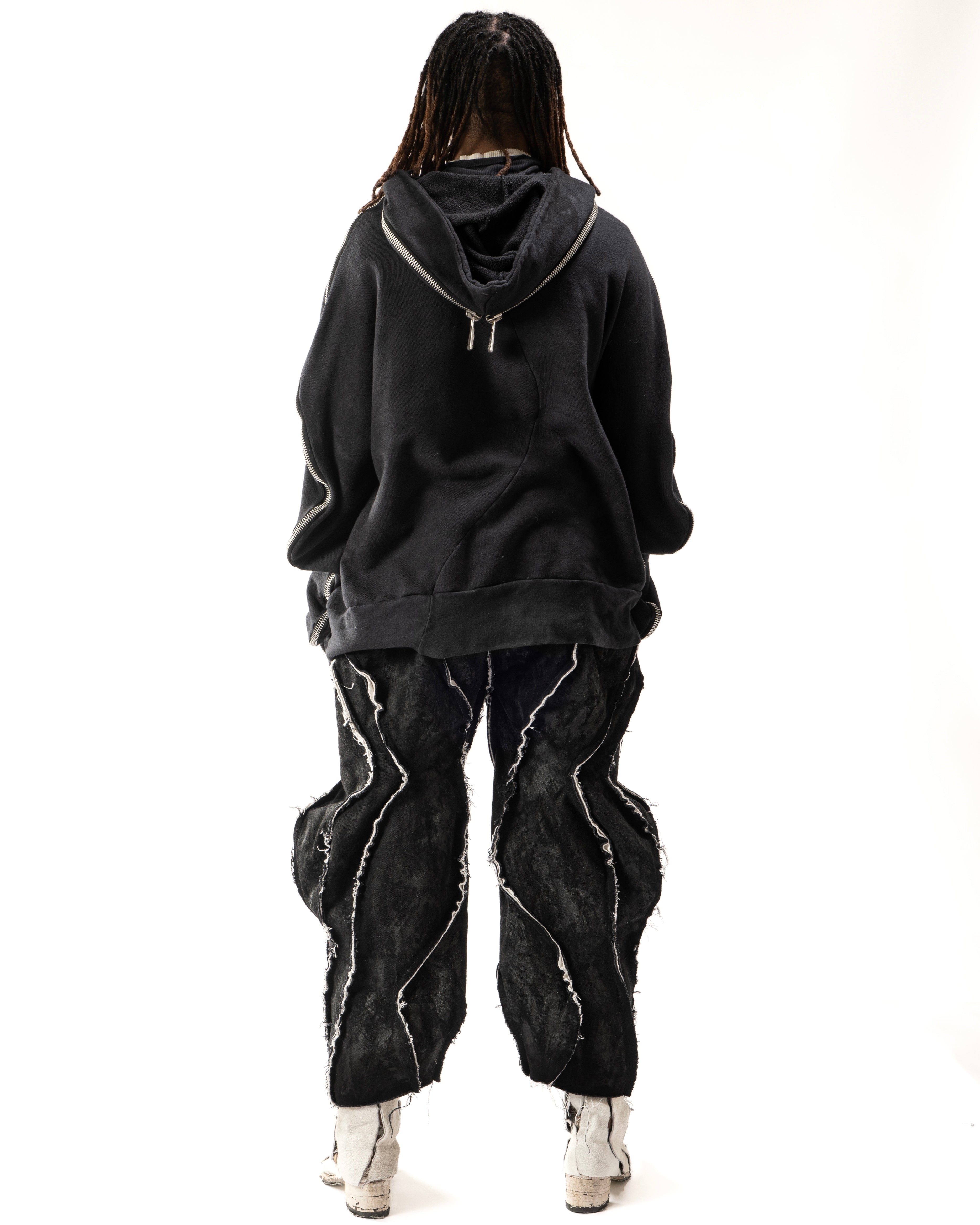 SAMPLE BLACK ELONGATED METAMORPHIC BUBBLE HOODIE