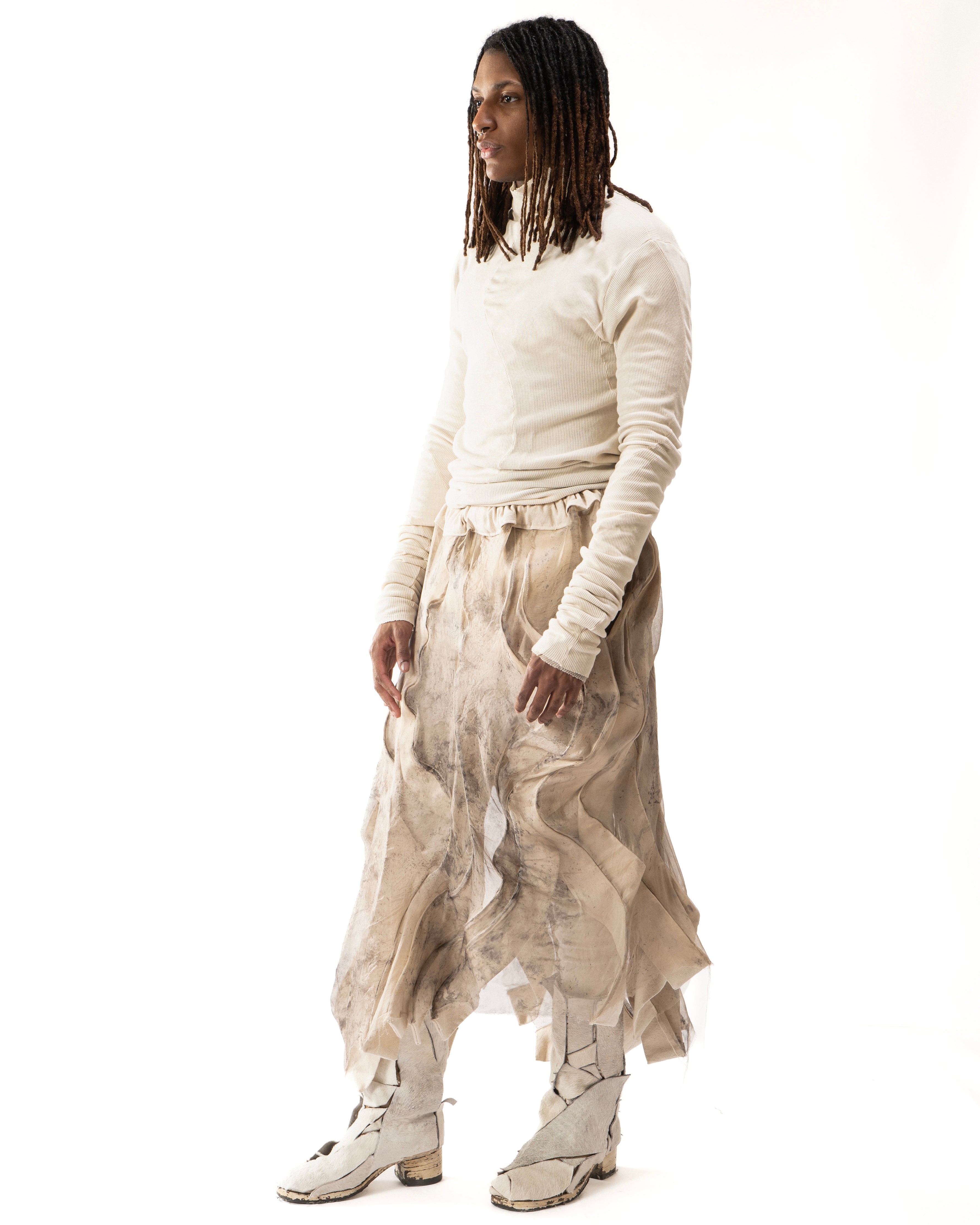 OXIDIZED IRON REVERSIBLE POST HUMAN SKIRT