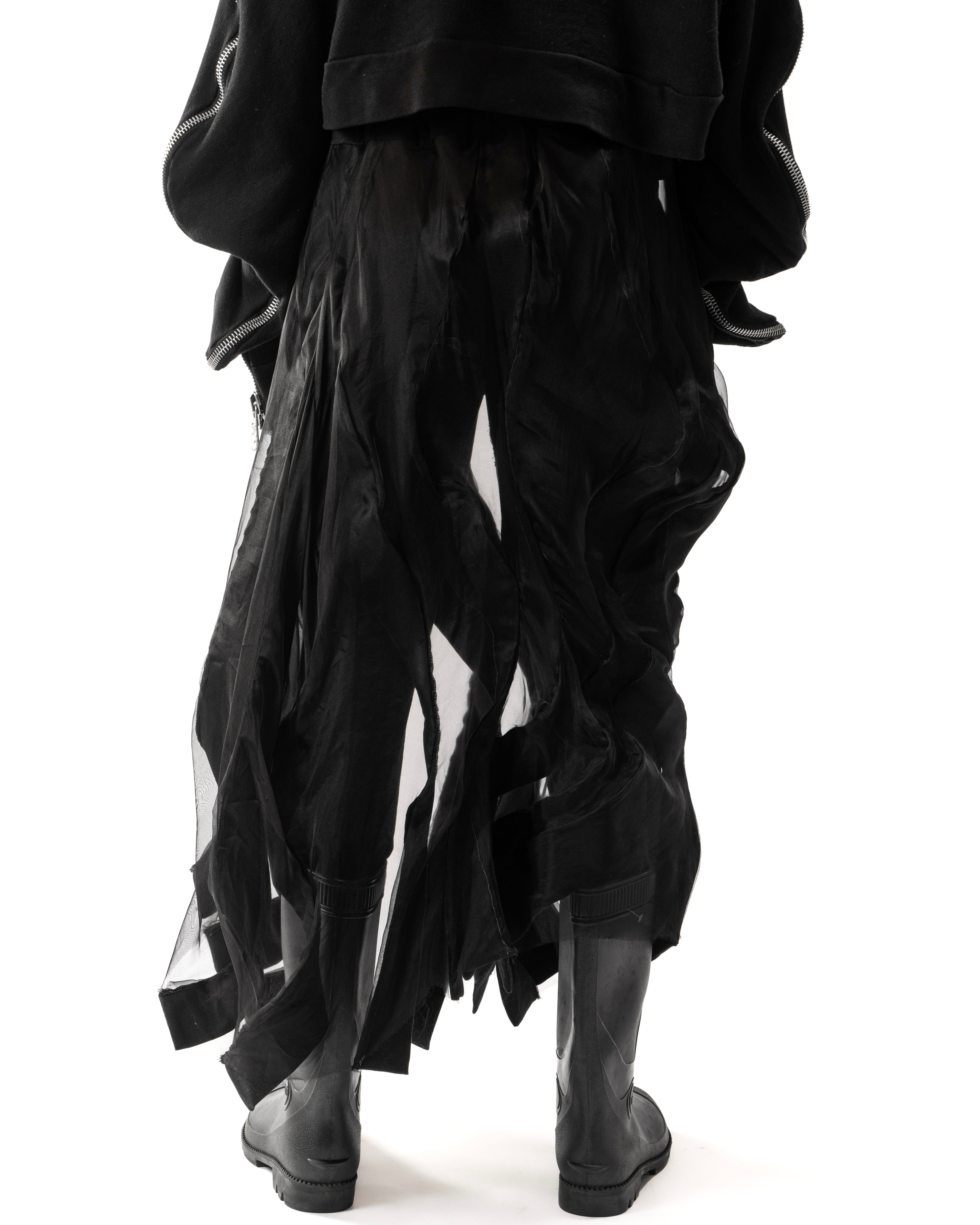 BLACK REVERSIBLE SHEER POST HUMAN SKIRT
