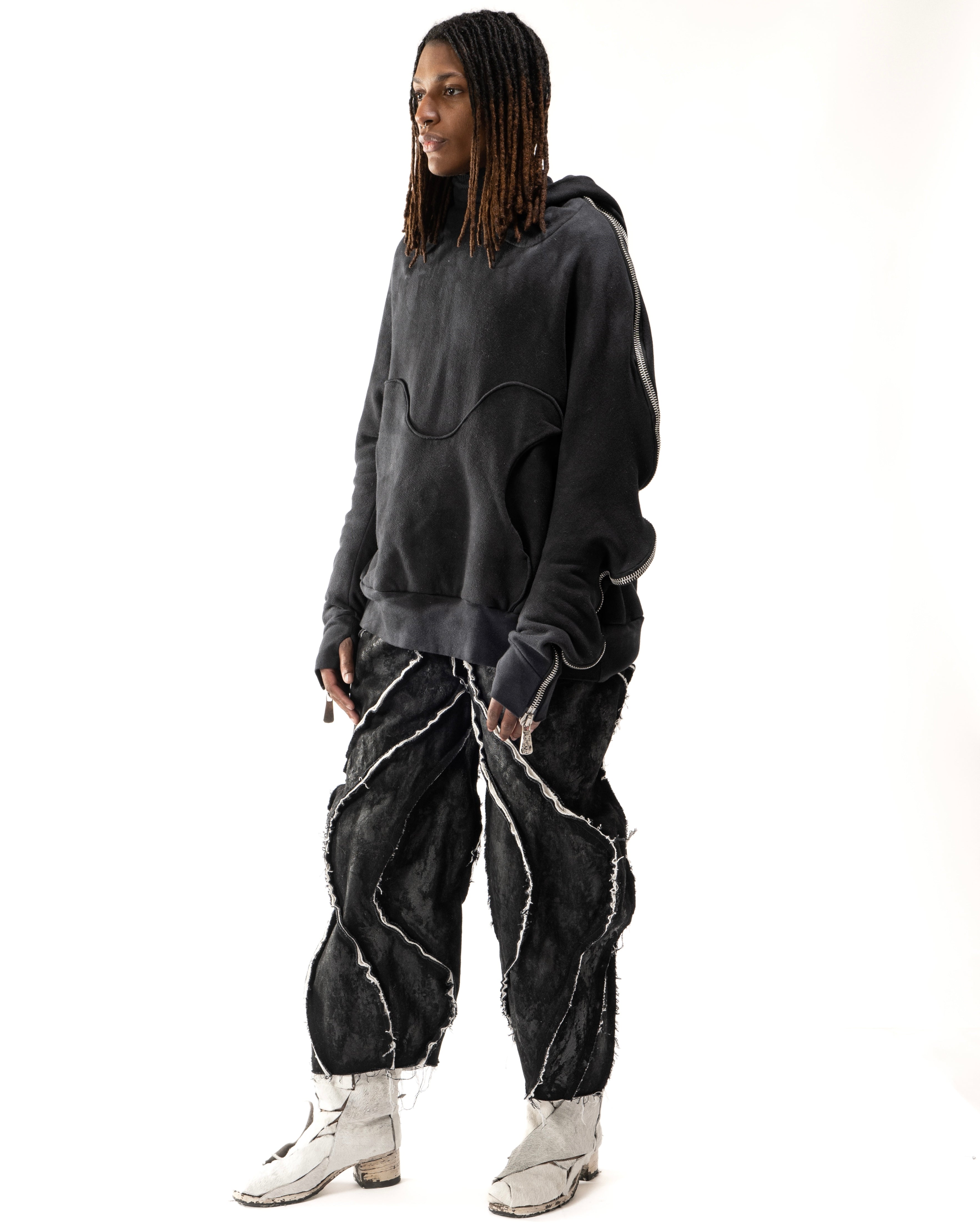 SAMPLE BLACK ELONGATED METAMORPHIC BUBBLE HOODIE