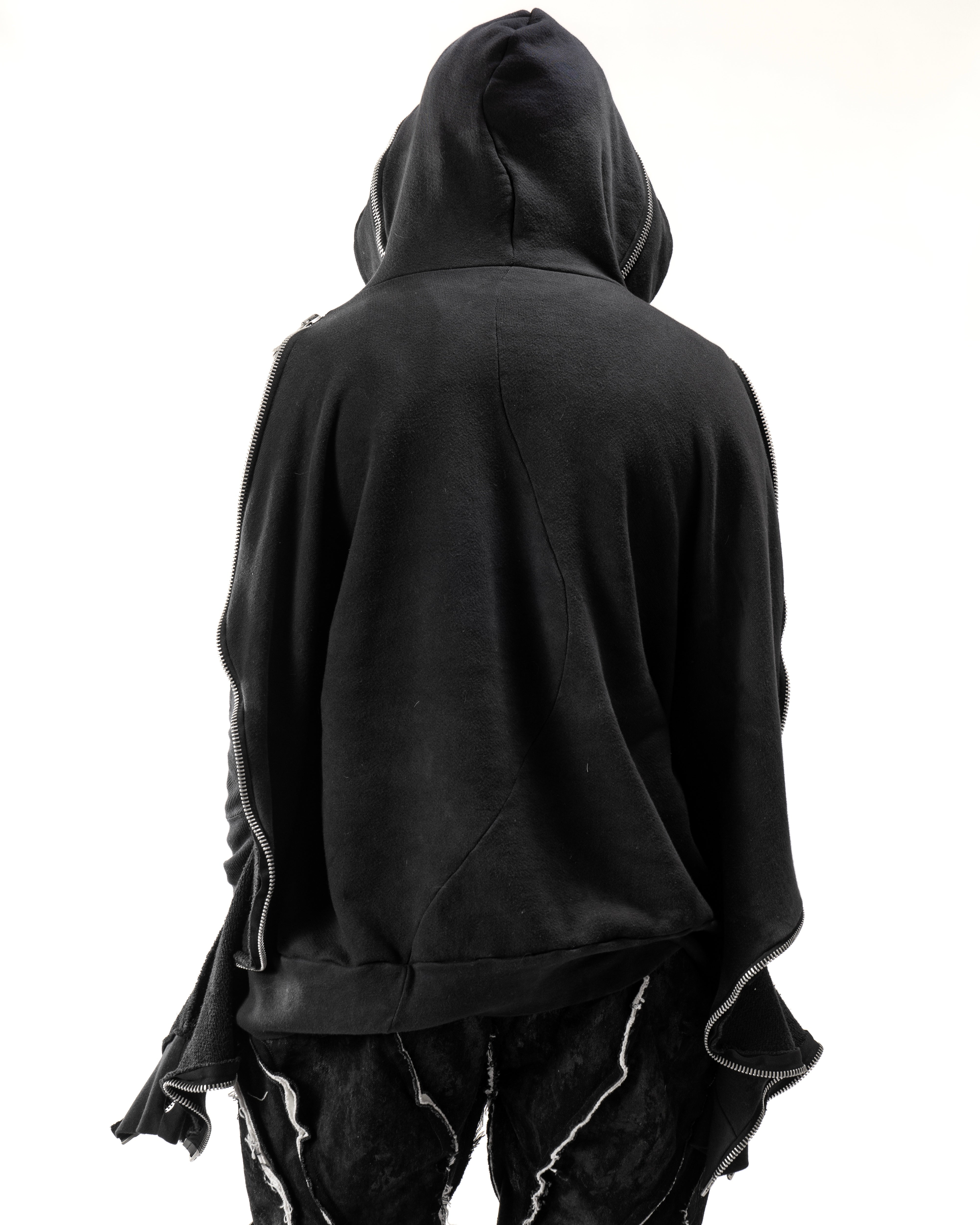 SAMPLE BLACK ELONGATED METAMORPHIC BUBBLE HOODIE