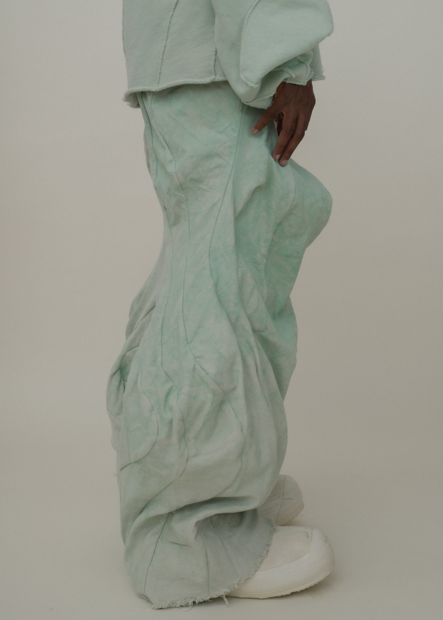 SAMPLE COPPER OXIDE DIP DYED  POST HUMAN PANTS