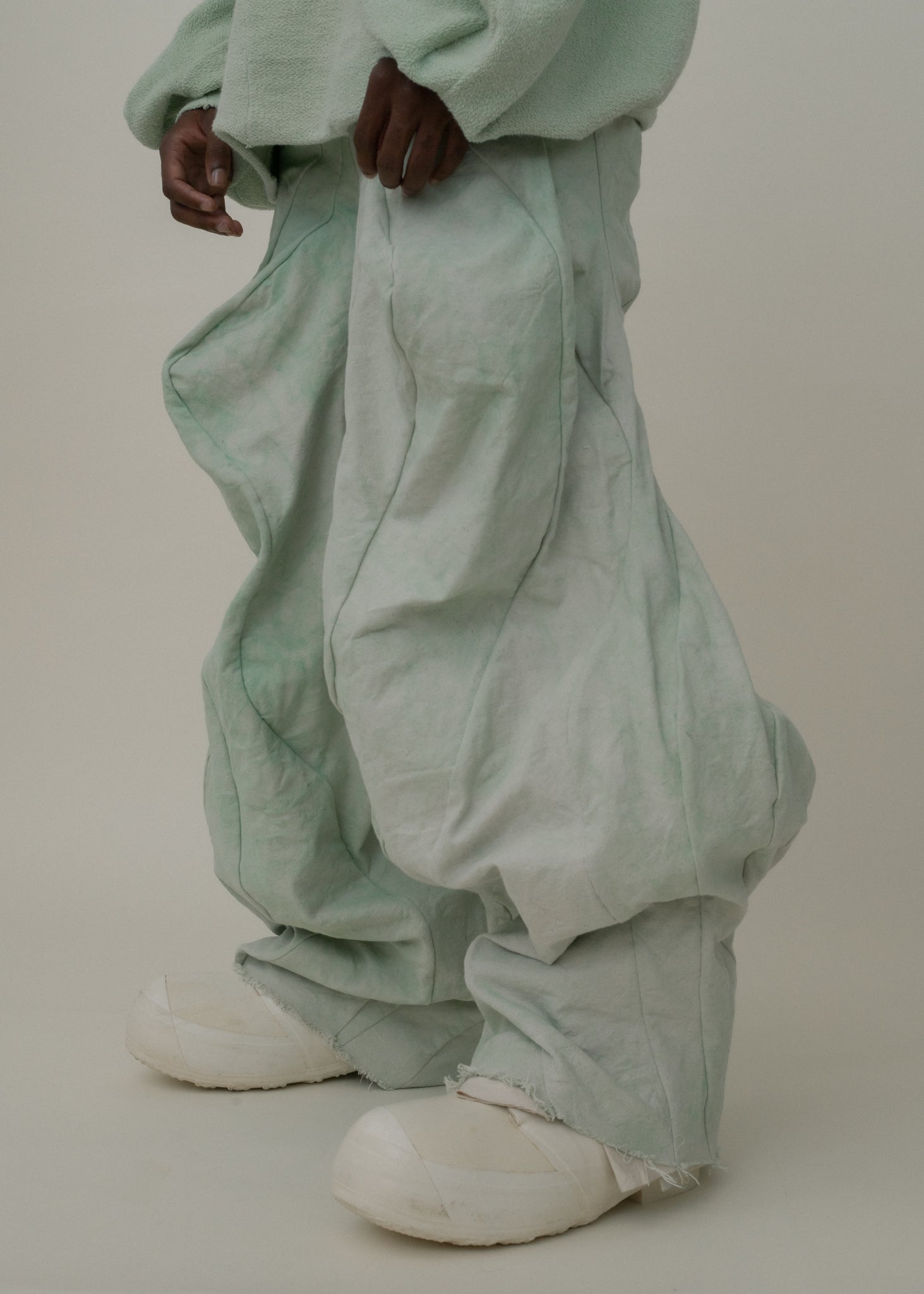 SAMPLE COPPER OXIDE DIP DYED  POST HUMAN PANTS