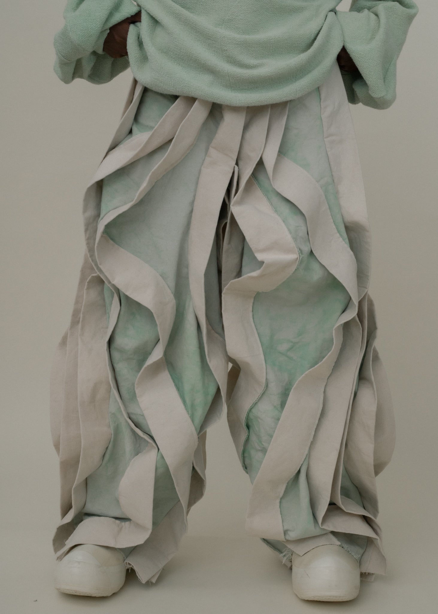 SAMPLE COPPER OXIDE DIP DYED  POST HUMAN PANTS