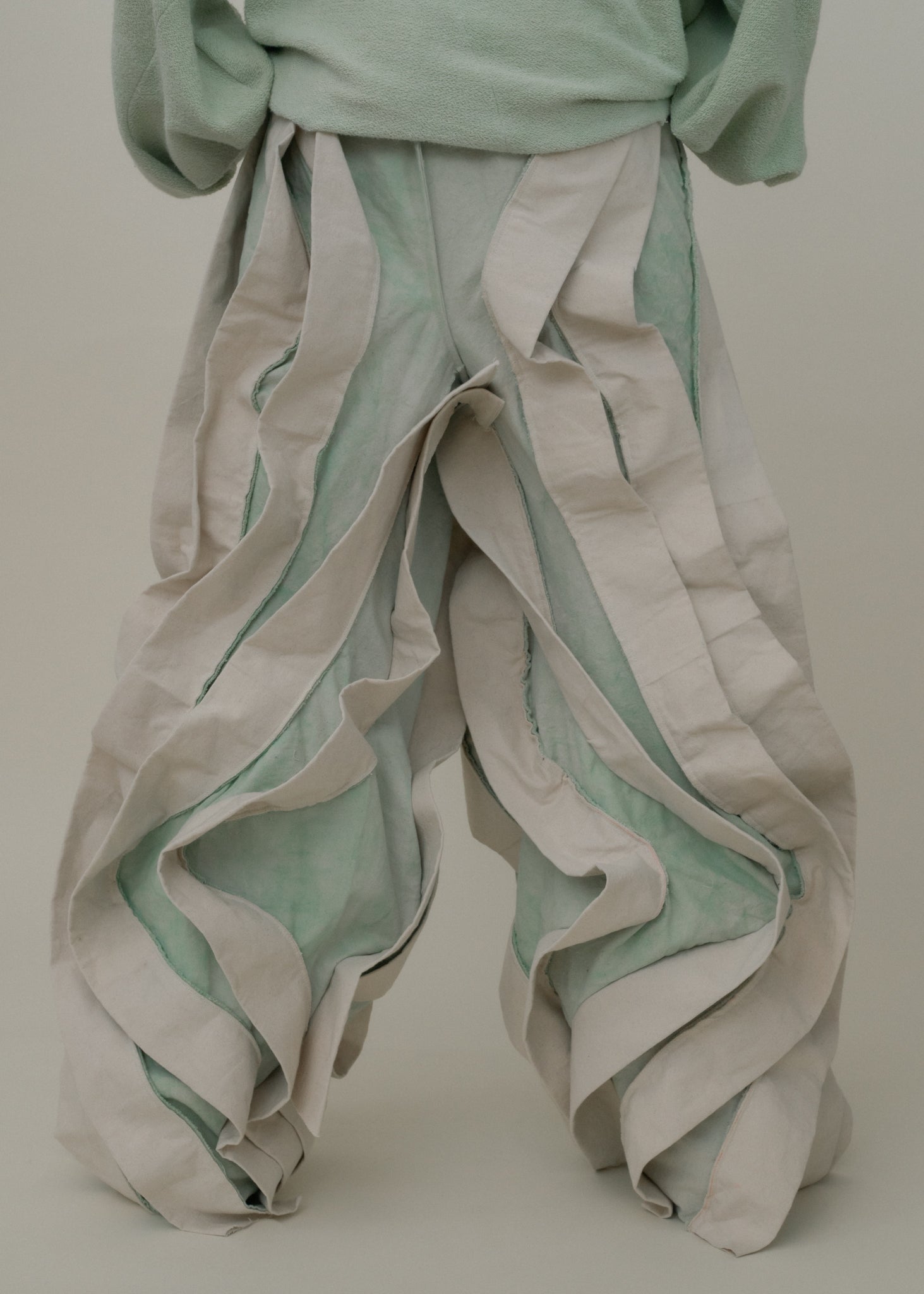 SAMPLE COPPER OXIDE DIP DYED  POST HUMAN PANTS