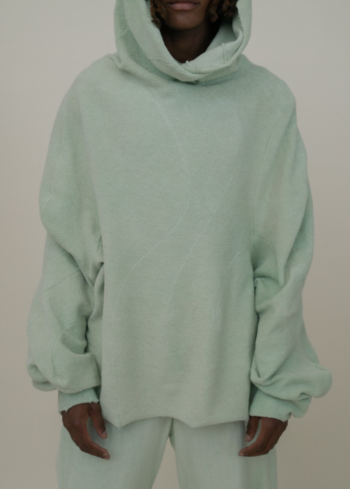 SAMPLE COPPER OXIDE DIP DYED  REVERSIBLE POST HUMAN SWEATER