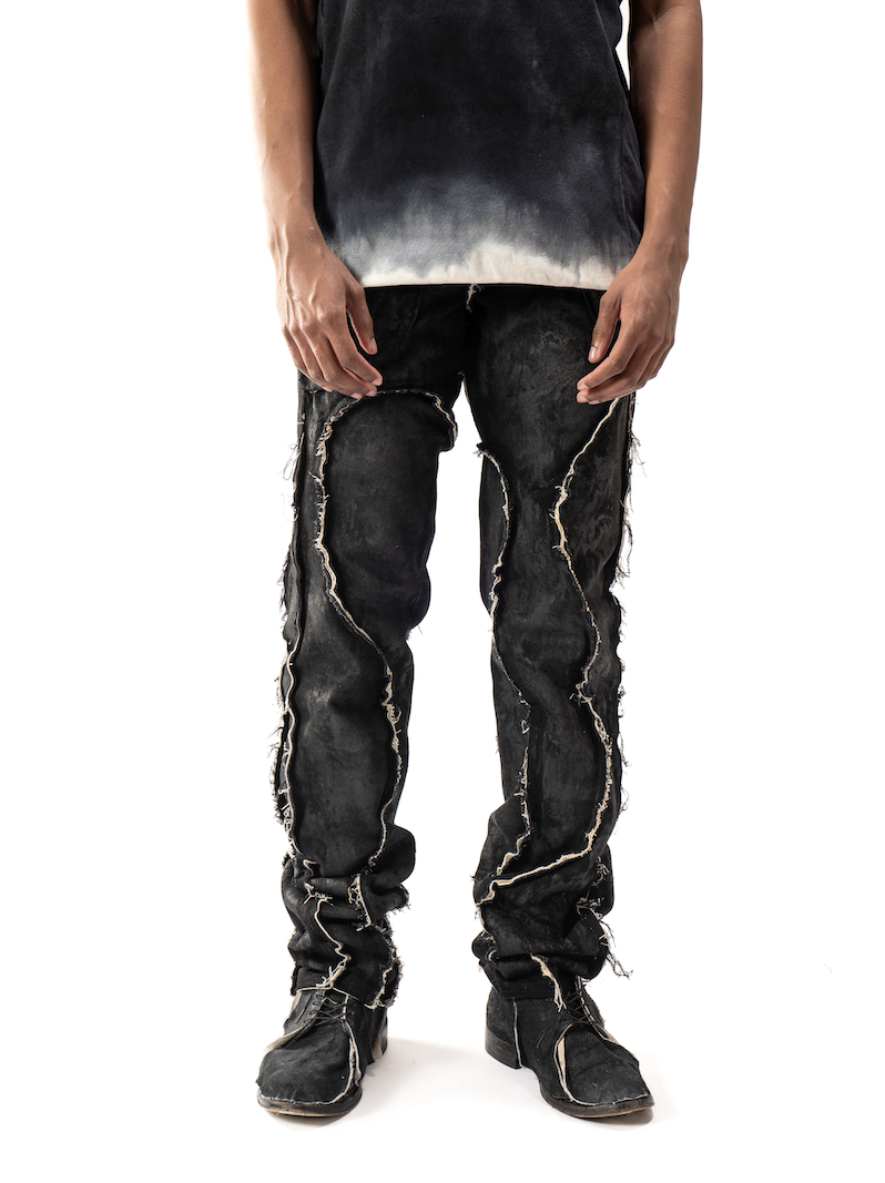 WAXED REVERSIBLE RAW EDGE ORGANIC JEANS