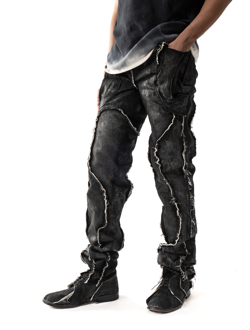 WAXED REVERSIBLE RAW EDGE ORGANIC JEANS