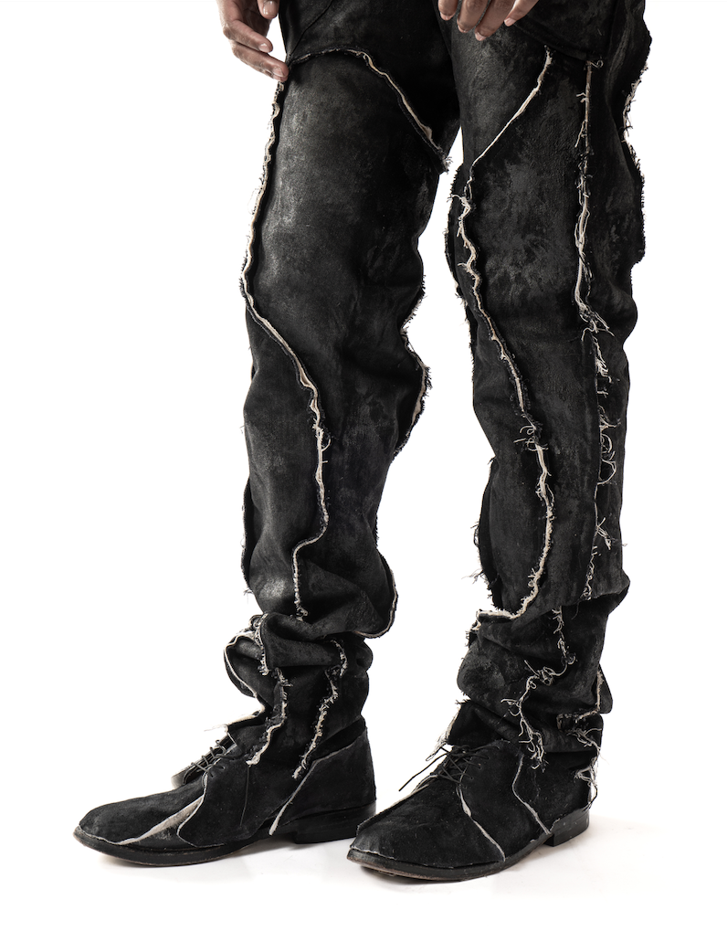 WAXED REVERSIBLE RAW EDGE ORGANIC JEANS