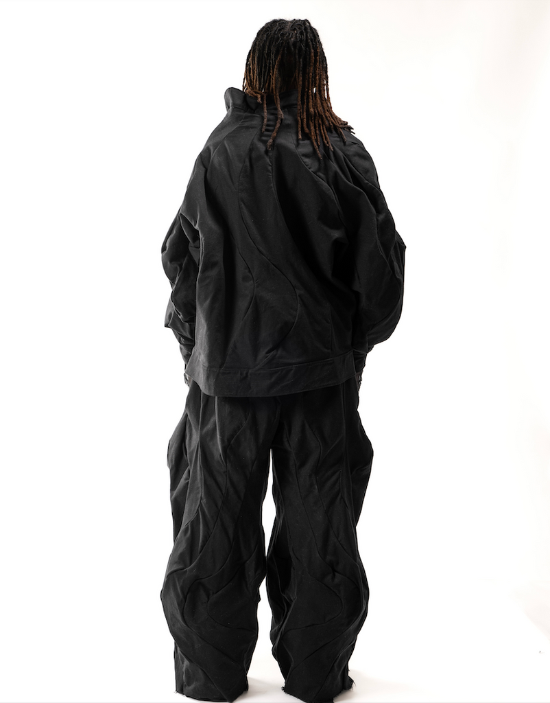 BLACK WAXED REVERSIBLE POST HUMAN JACKET