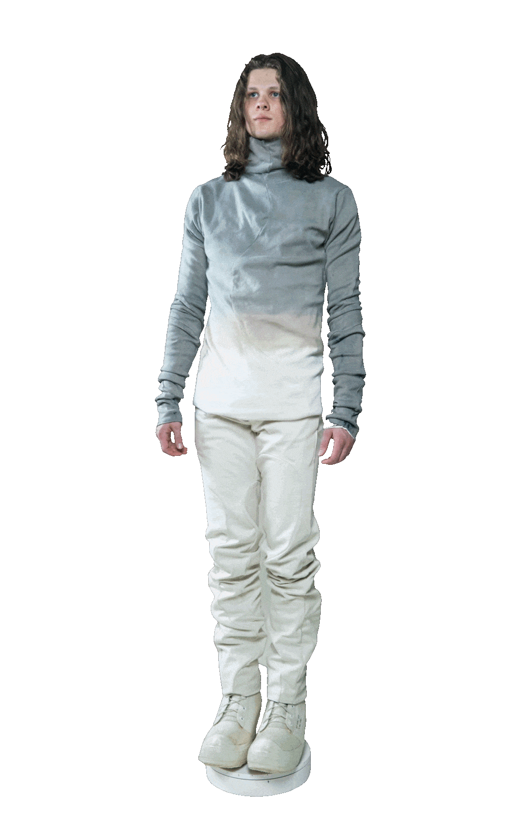 SAMPLE GREY DIP DYED REVERSIBLE TURTLENECK