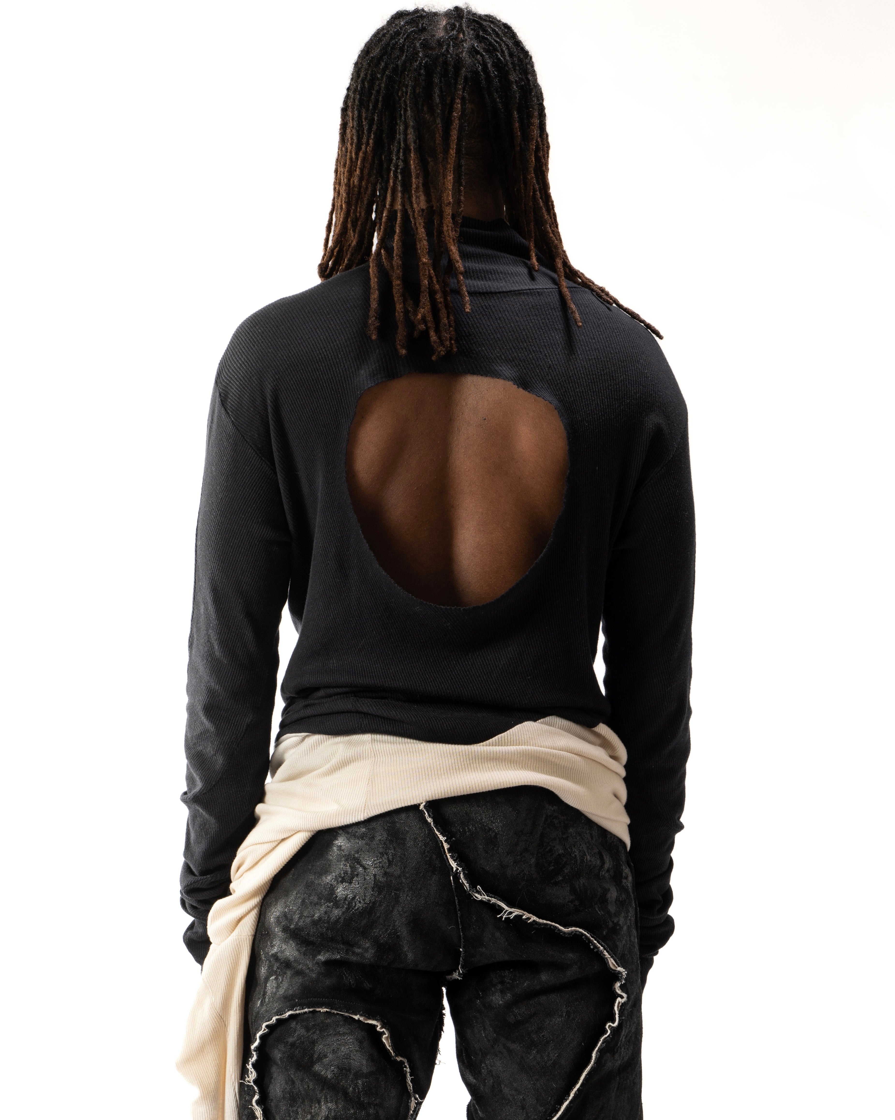 BLACK REVERSIBLE SPLIT TURTLENECK