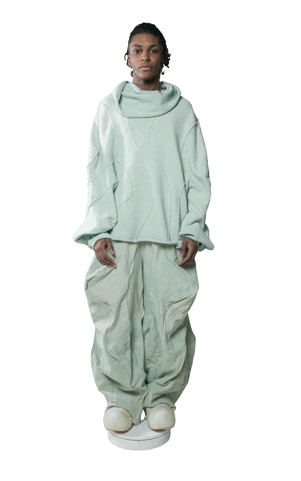SAMPLE COPPER OXIDE DIP DYED  REVERSIBLE POST HUMAN SWEATER