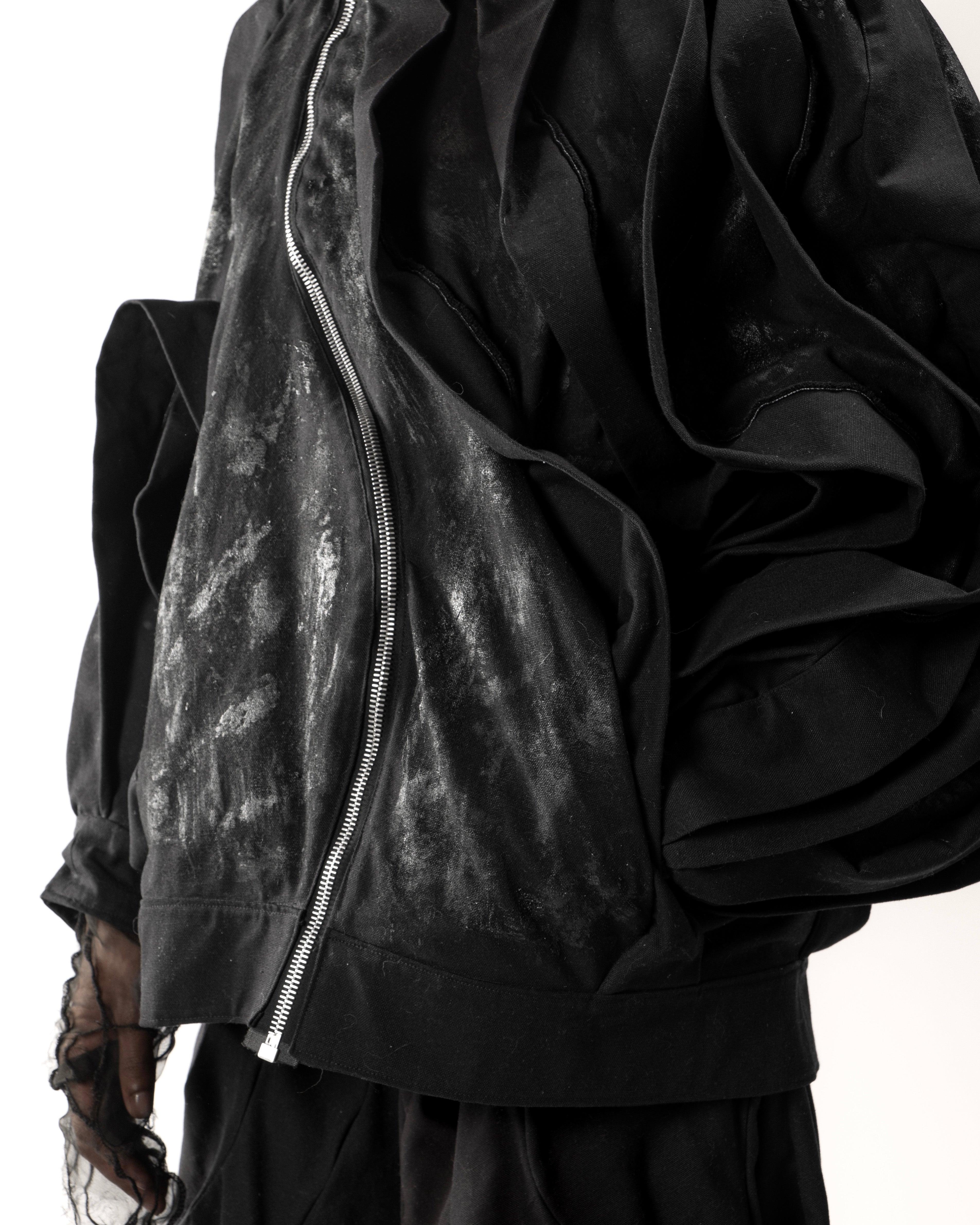 BLACK WAXED REVERSIBLE POST HUMAN JACKET