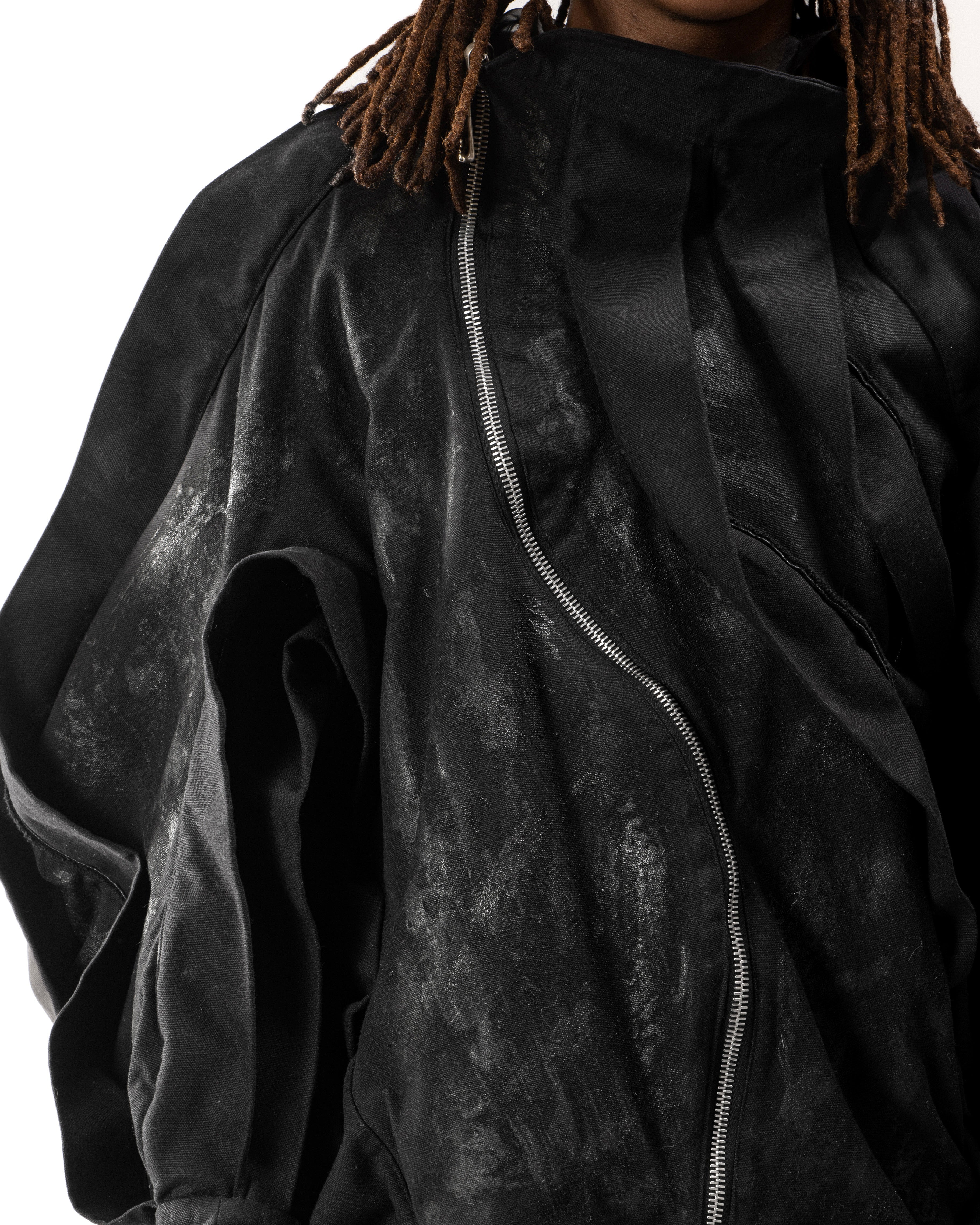 BLACK WAXED REVERSIBLE POST HUMAN JACKET