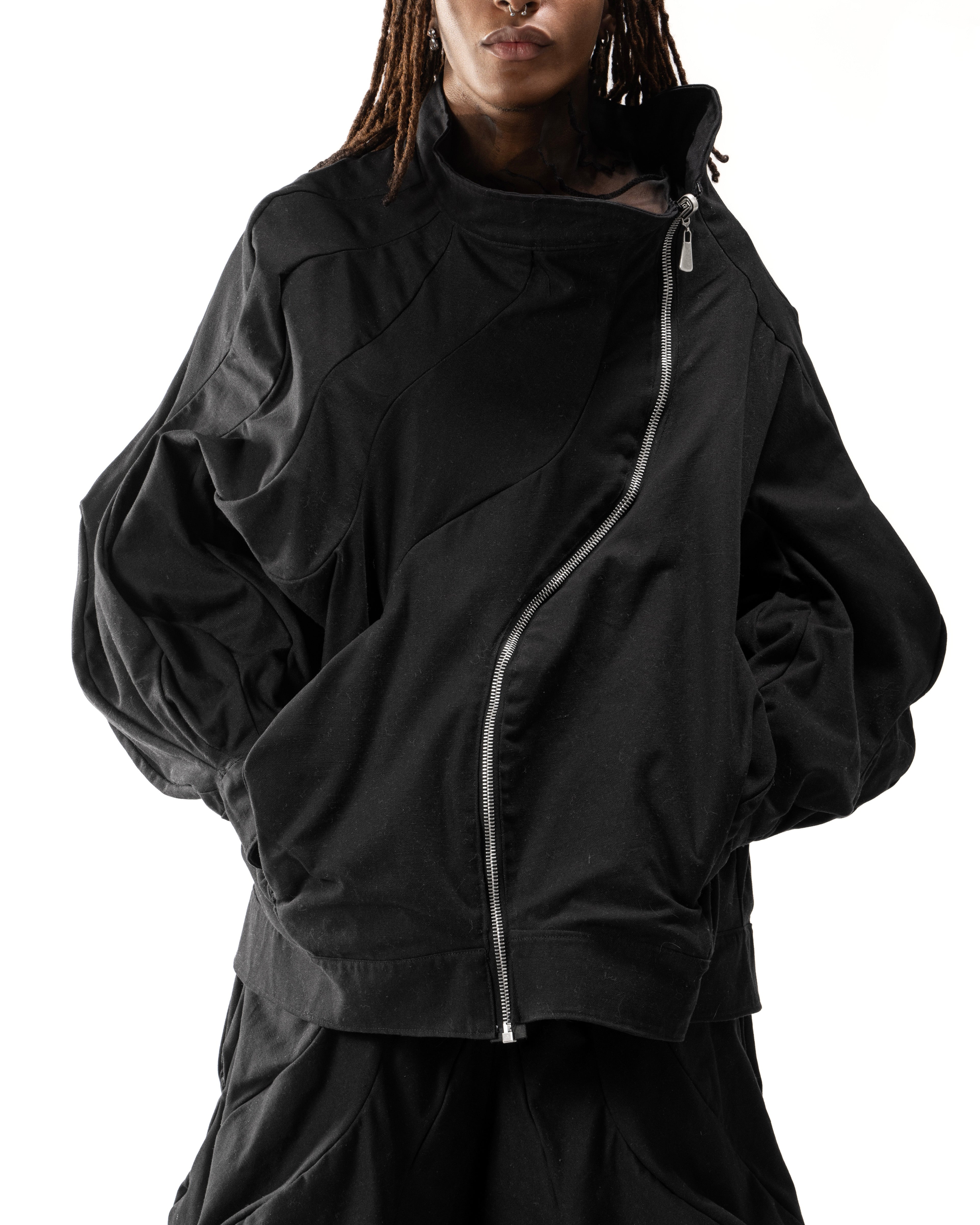 BLACK WAXED REVERSIBLE POST HUMAN JACKET