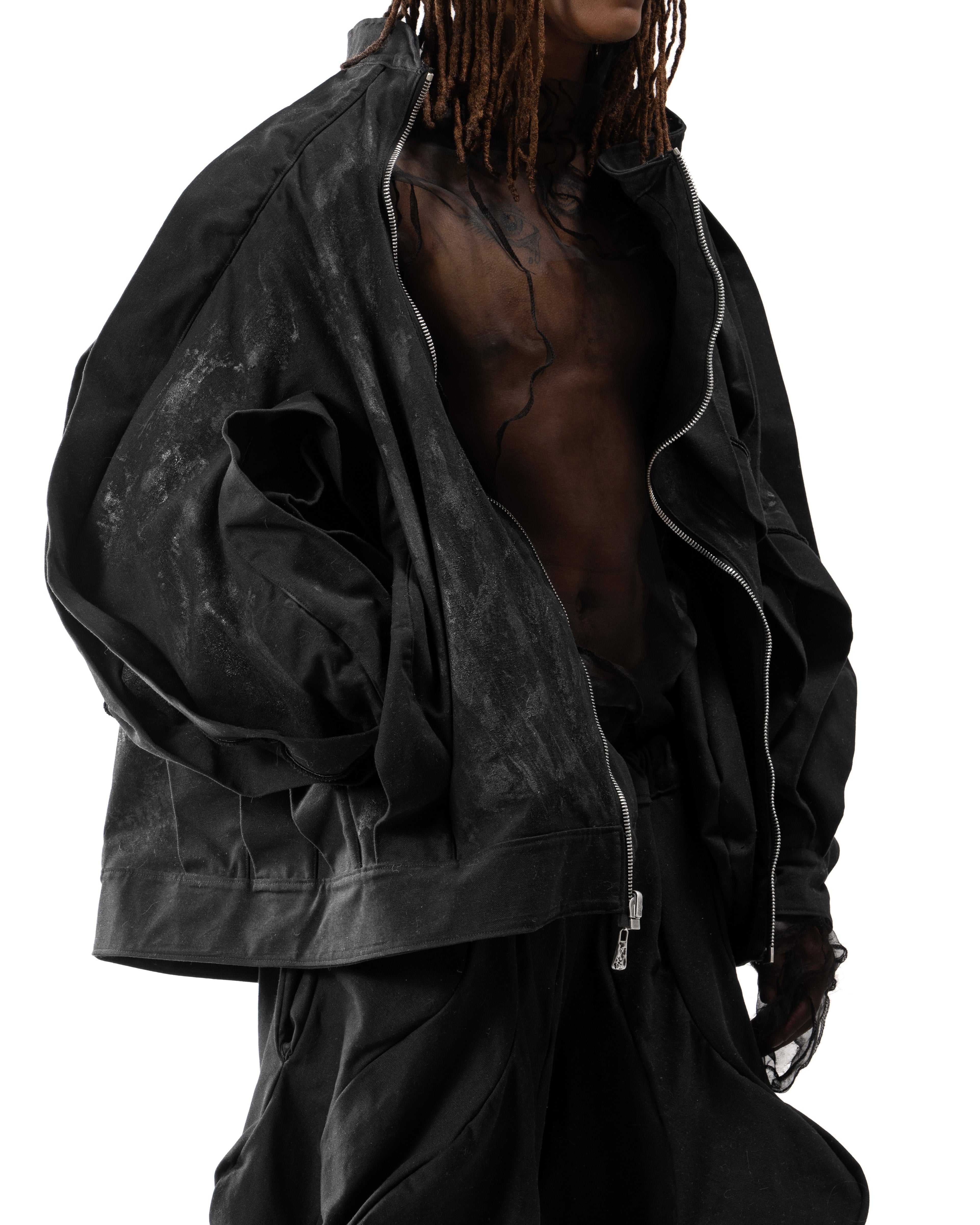 BLACK WAXED REVERSIBLE POST HUMAN JACKET