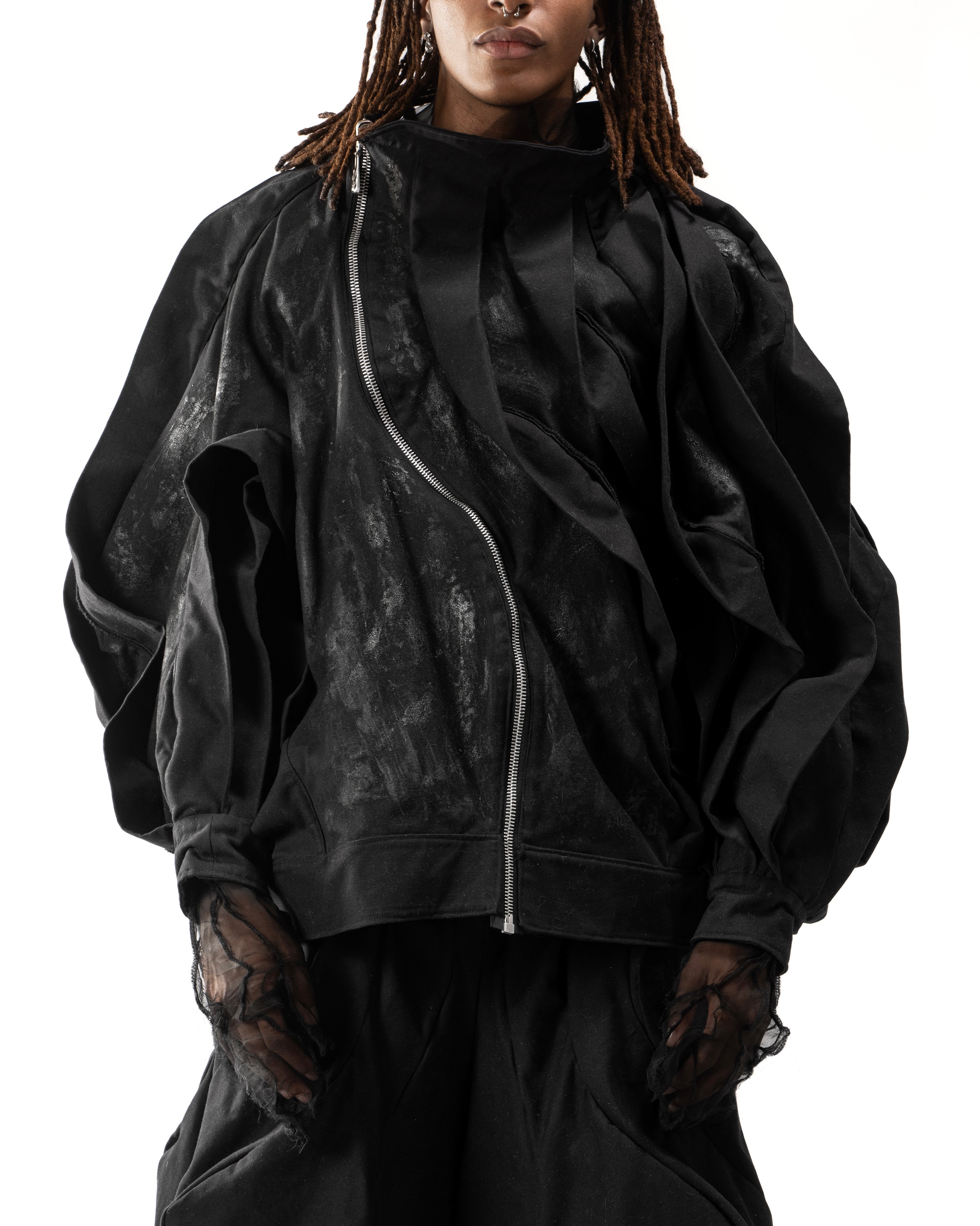 BLACK WAXED REVERSIBLE POST HUMAN JACKET