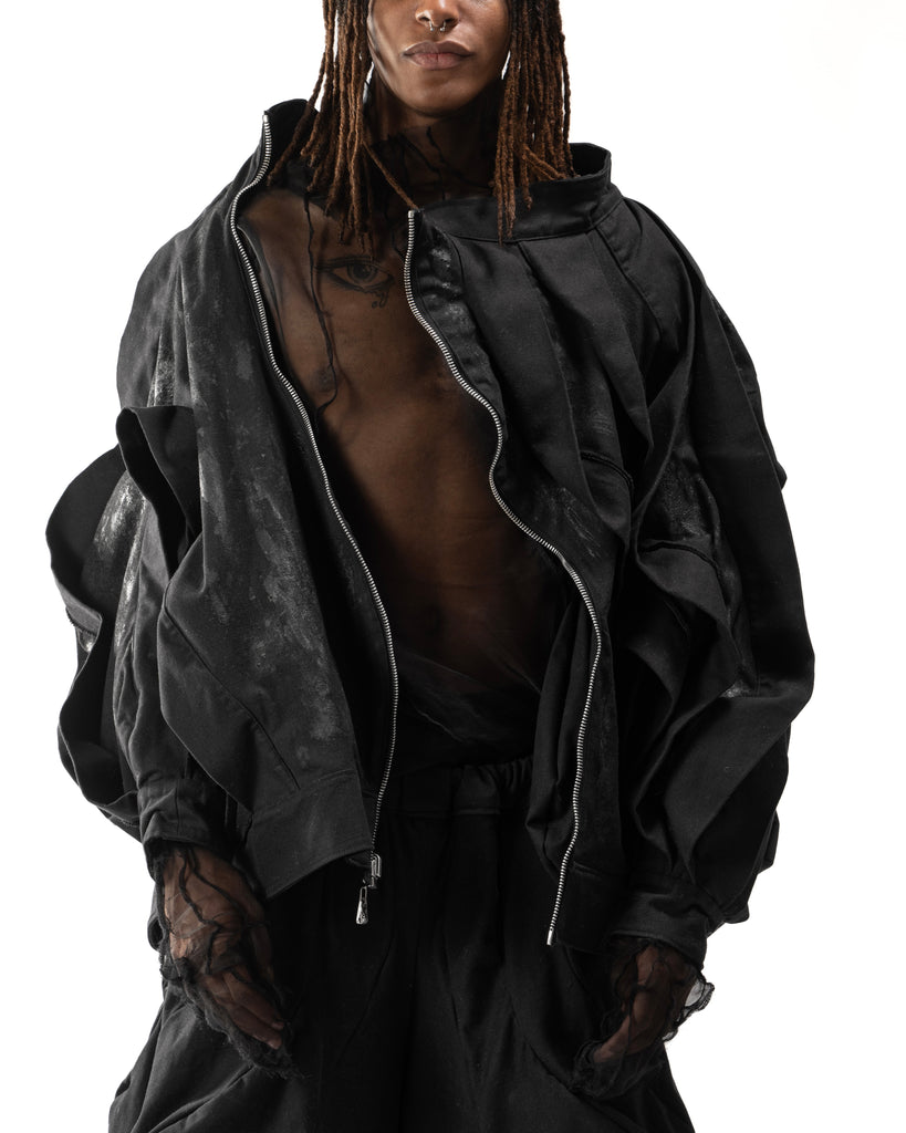 BLACK WAXED REVERSIBLE POST HUMAN JACKET