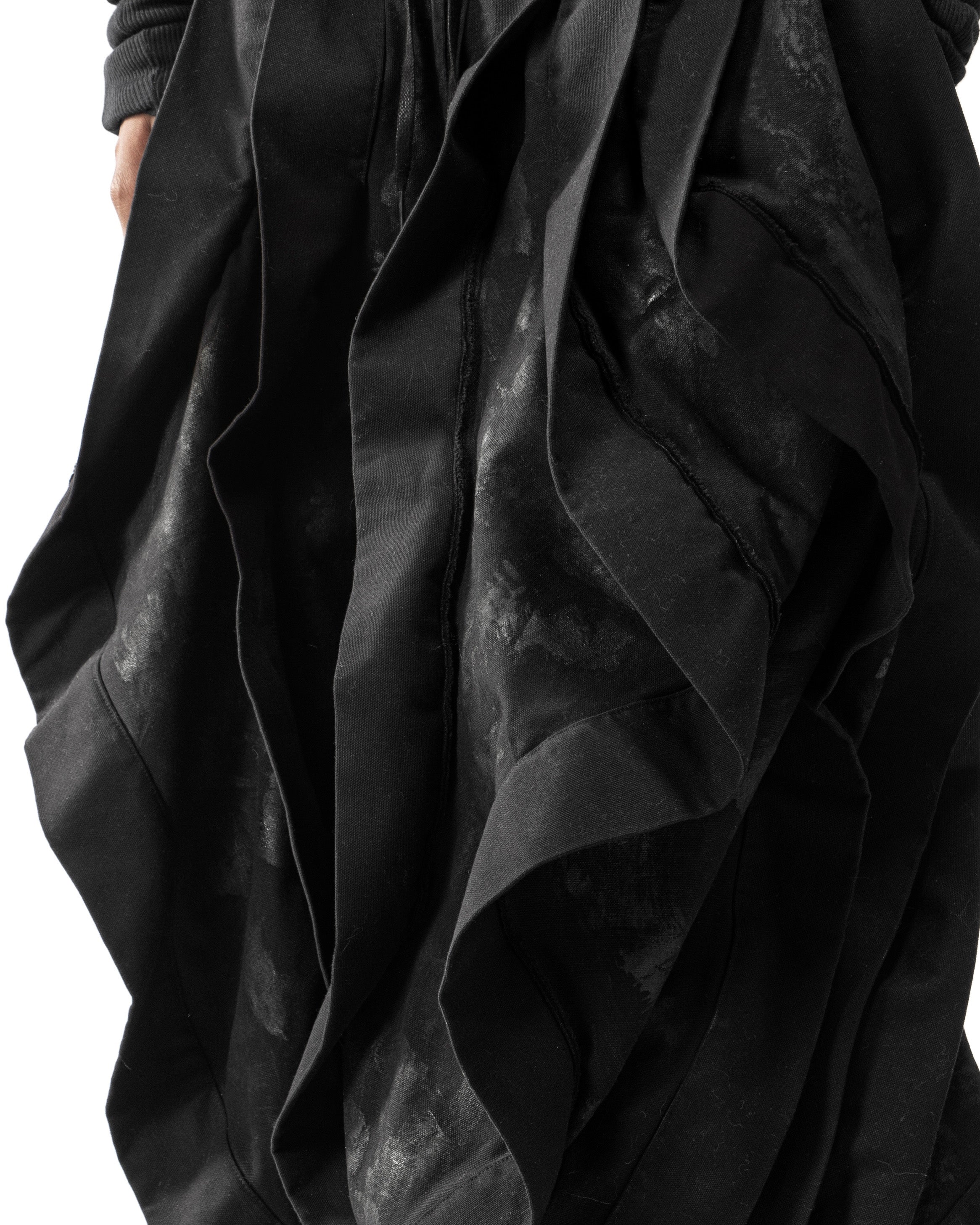 BLACK WAXED REVERSIBLE POST HUMAN PANTS