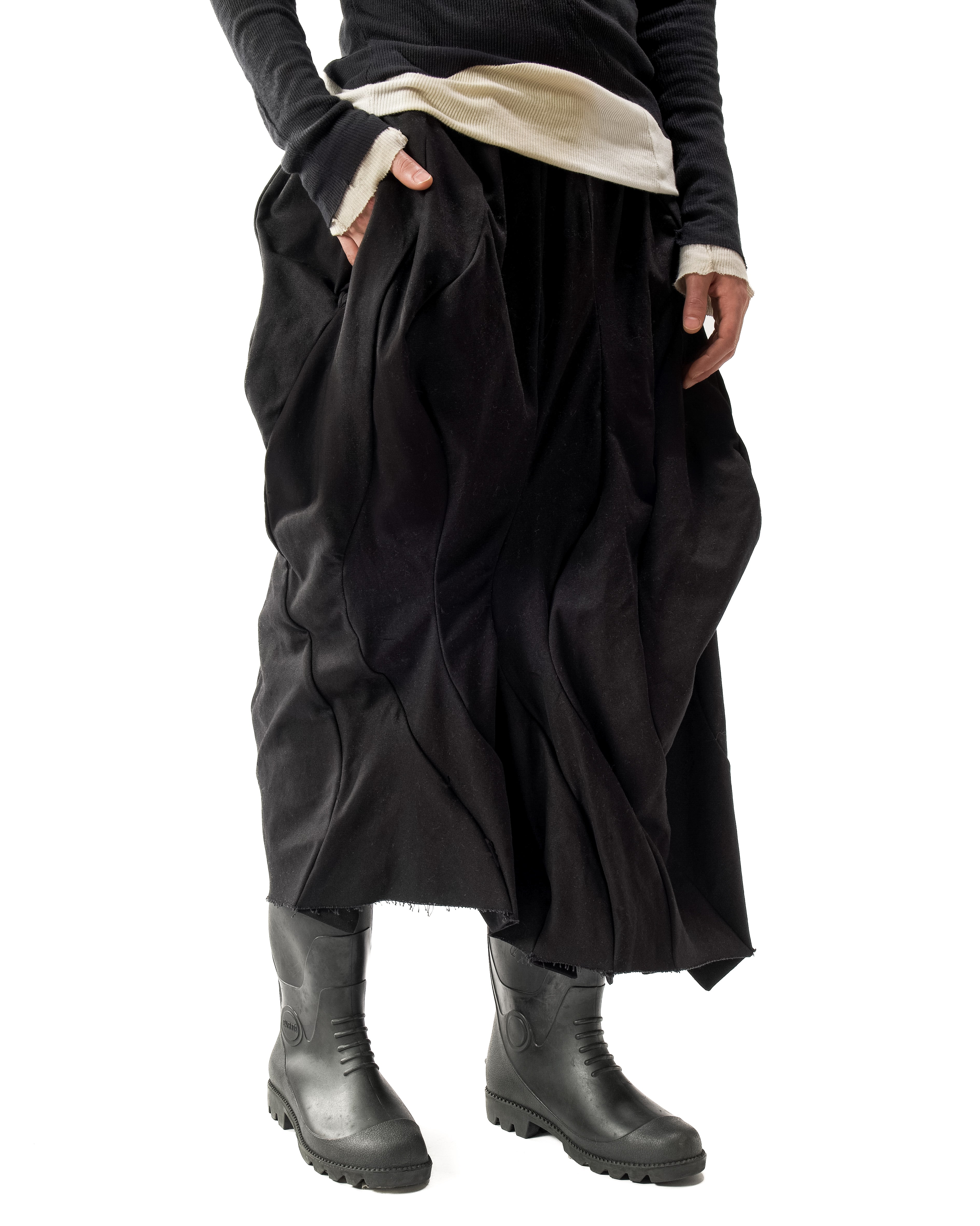 SAMPLE BLACK WAXED REVERSIBLE POST HUMAN SKIRT