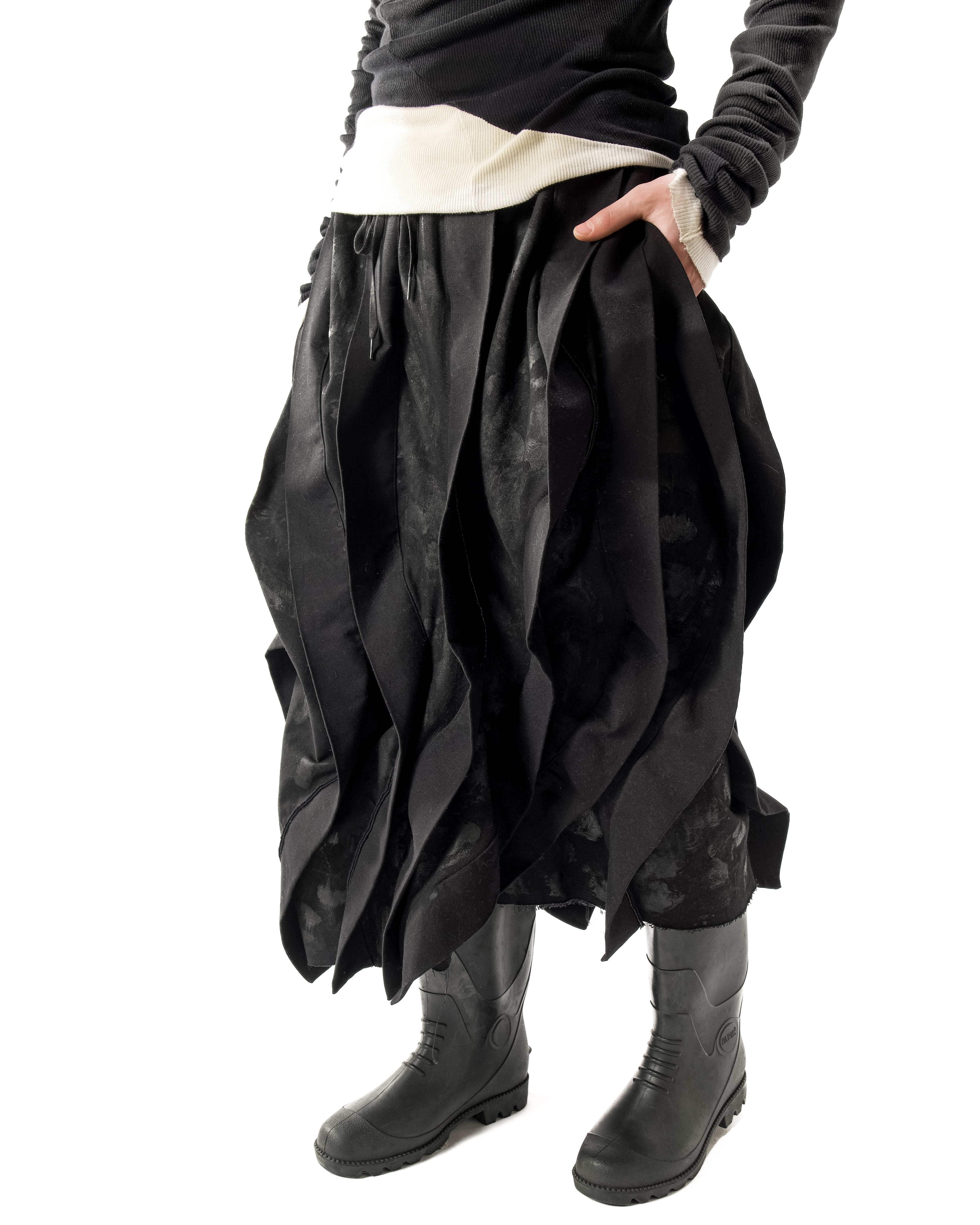 SAMPLE BLACK WAXED REVERSIBLE POST HUMAN SKIRT